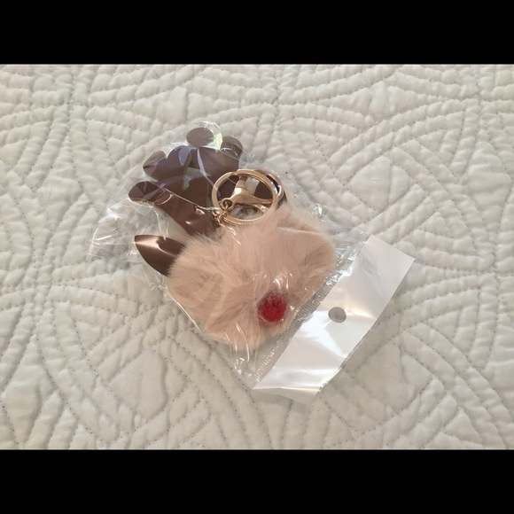 Reindeer Pom Pom Key Chain - Picture 2 of 2